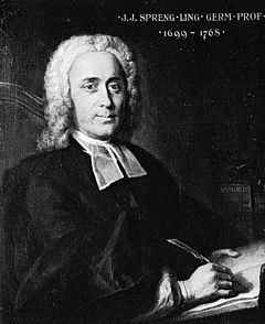 Wörtersammler und Aussenseiter: Johann Jakob Spreng, porträtiert von Johann Rudolf Huber, um 1740/45; Original in der alten Aula der Universität Basel.