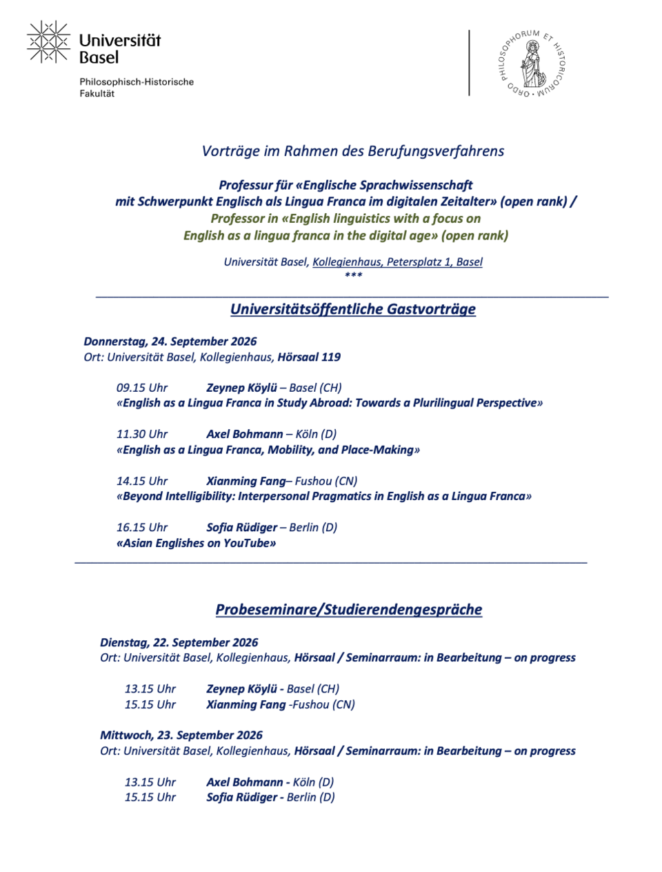 Vorträge Berufungsverfahren