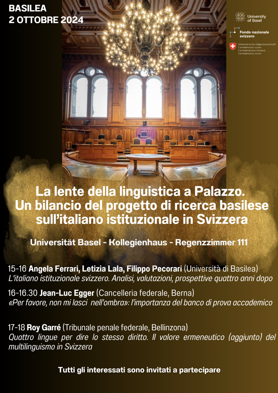 Flyer La lente della linguistica a Palazzo