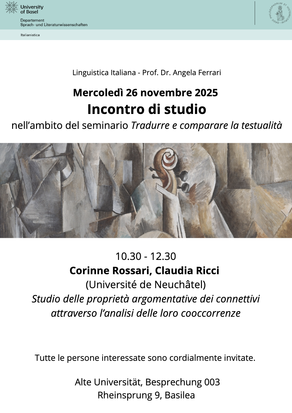 Incontro di studio nell'ambito del seminario "Tradurre e comparare la testualità"
